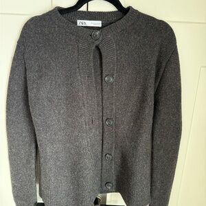 Zara Charcoal Button-Up Women's Cardigan size M. Like New!